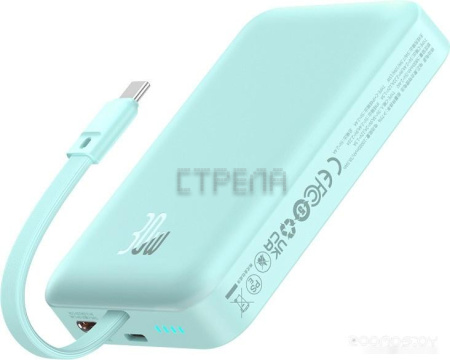 Внешний аккумулятор Baseus Magnetic Fast Charge Power Bank Type-C Edition 30W 10000mAh (мятный)